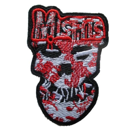 Patch Misfits Crane Noir Rouge Blanc 8x5.5 cm Écusson Thermocollant pour Veste Blouson
