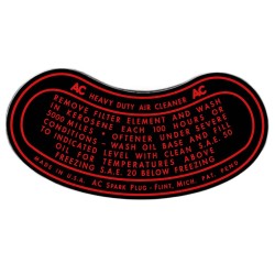 AC Heavy Duty Ölbadluftfilter Aufkleber – Buick & GM (1940-1955) – 12 x 6 cm