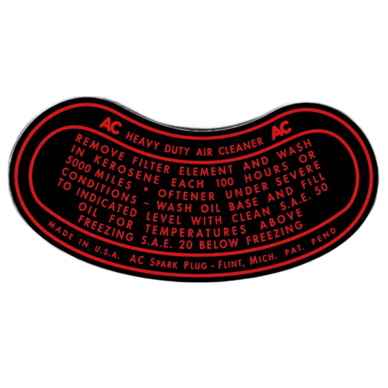 AC Heavy Duty Ölbadluftfilter Aufkleber – Buick & GM (1940-1955) – 12 x 6 cm