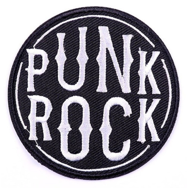 Patch Punk Rock Rund Schwarz Weiß 7,5 cm Aufbügler Rock
