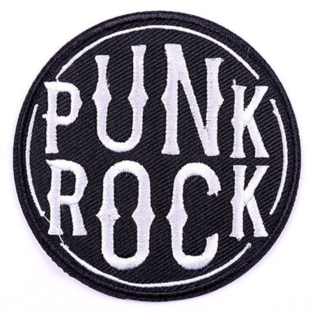 Patch Punk Rock Rund Schwarz Weiß 7,5 cm Aufbügler Rock
