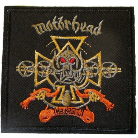 Patch Motörhead mit Malteserkreuz Gelb 8x8cm Hard Rock Aufnäher zum Aufbügeln
