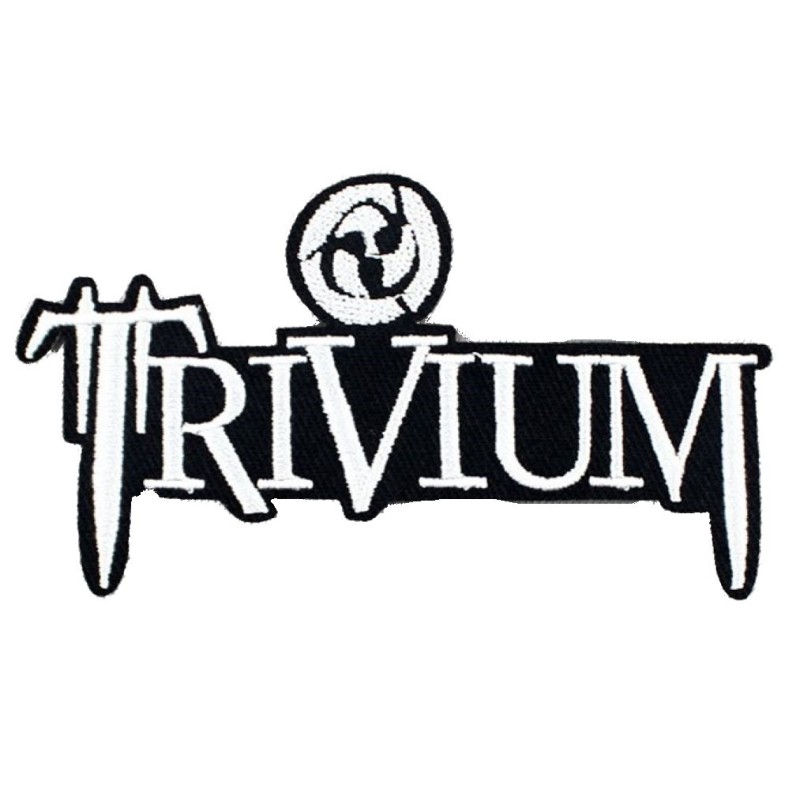 Patch Trivium Weiß und Schwarz 9,5x5,5 cm Aufnäher zum Aufbügeln Hard Rock Trash
