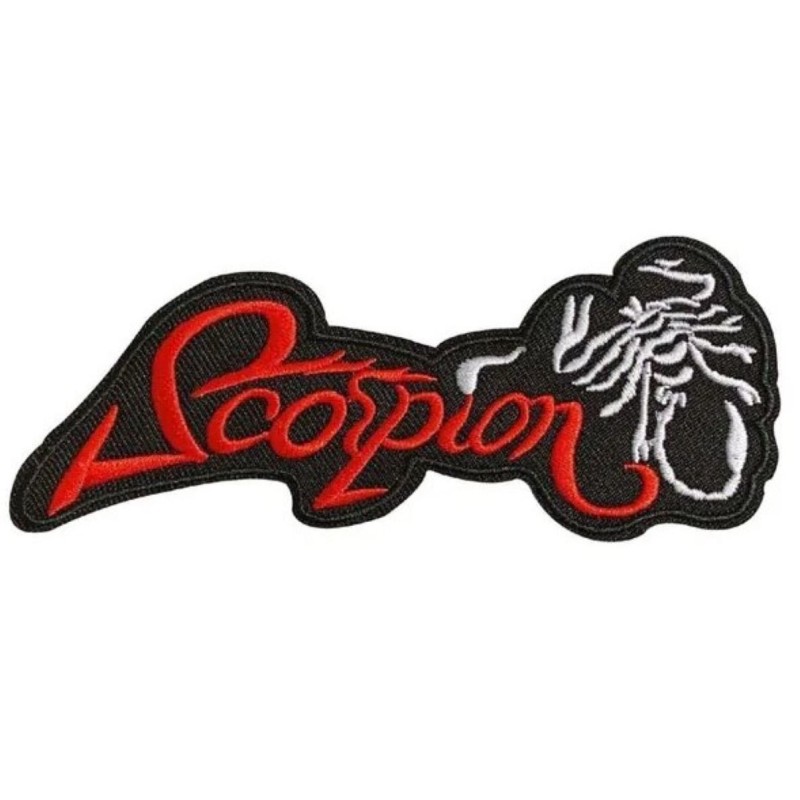 Patch scorpion animal rouge et blanc 12.5x5cm écusson thermocollant hard rock
