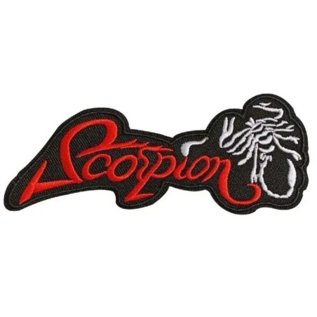 Patch scorpion animal rouge et blanc 12.5x5cm écusson thermocollant hard rock

