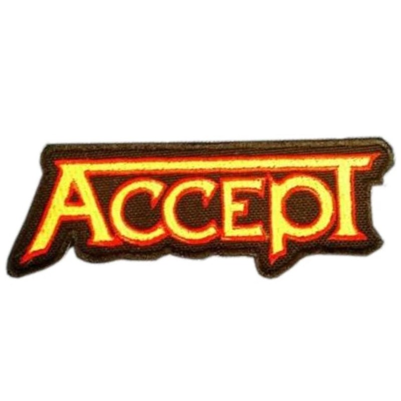 Patch Gruppe Accept 10x4cm Logo Schwarz und Gelb Aufnäher Bügelflicken Rock
