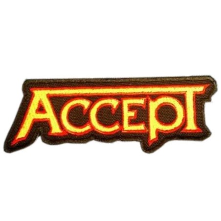 Patch Gruppe Accept 10x4cm Logo Schwarz und Gelb Aufnäher Bügelflicken Rock
