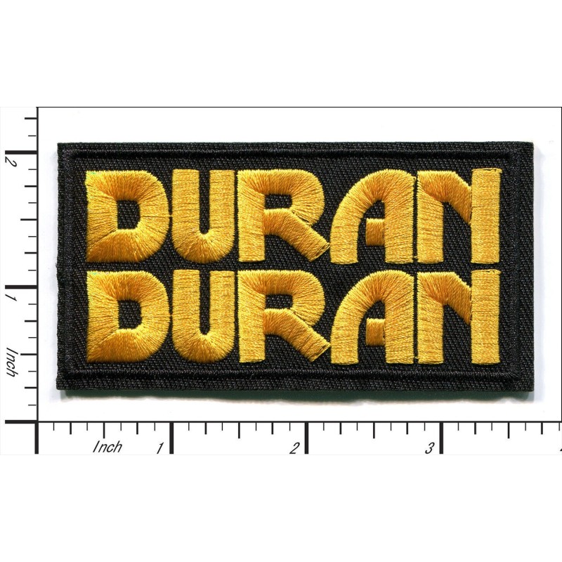 Patch Groupe Duran Duran 9x4.5 cm Logo Noir et Jaune Écusson Thermocollant Rock
