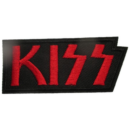 patch groupe kiss noir rouge 8x3,5 cm écusson veste blouson rock roll thermocollant
