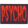 Aufnäher Psycho Rot in schwarzem Rechteck 6,5x4,5 cm Rock Roll Bügelflicken
