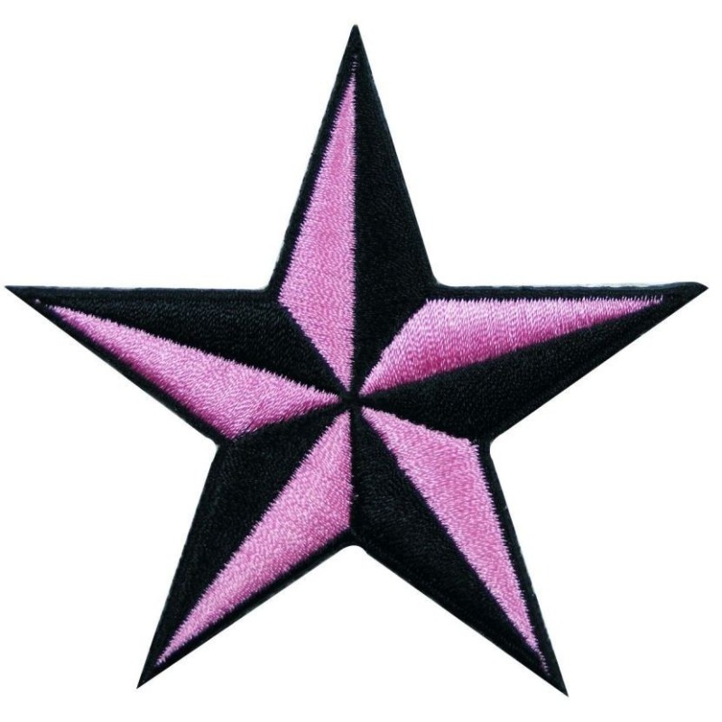 Patch Étoile Rockabilly Rose Noir Écusson Pin-up Femme Star
