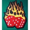 Großer Aufnäher Würfel mit roten Flammen 24cm Rücken Jacke Abzeichen Rockabilly

