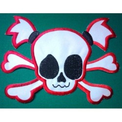 Gros patch fillette à couette pirate dos veste - écusson 20cm