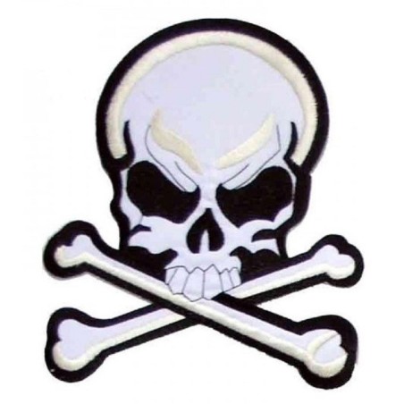 Großer Totenkopf-Piraten-Aufnäher, weiß, 22 cm, für Rücken, Jacke, Bügeleisen, Totenkopf