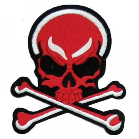 Großer roter Totenkopf Piraten Aufnäher 22cm Rücken Jacke Abzeichen Totenkopf