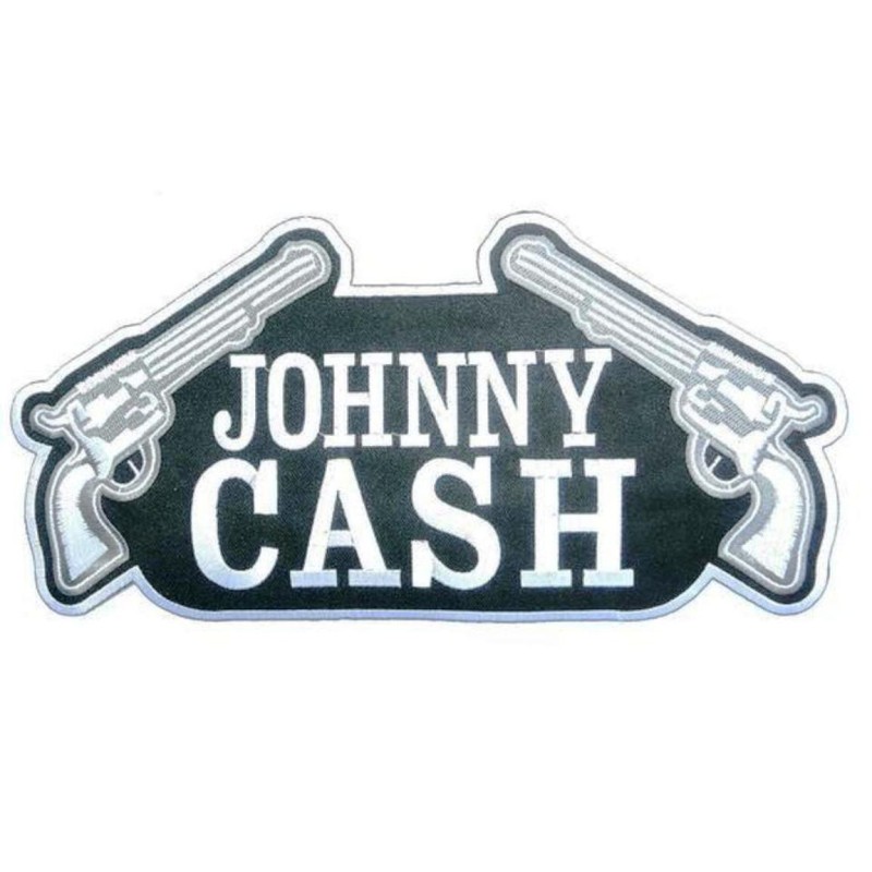 Großer Johnny Cash und Pistole Aufnäher 27,5 cm Rücken Kutte Jacke