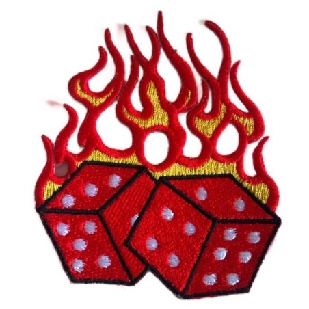 patch à flammes rouge écusson rockabilly chance rock and roll
