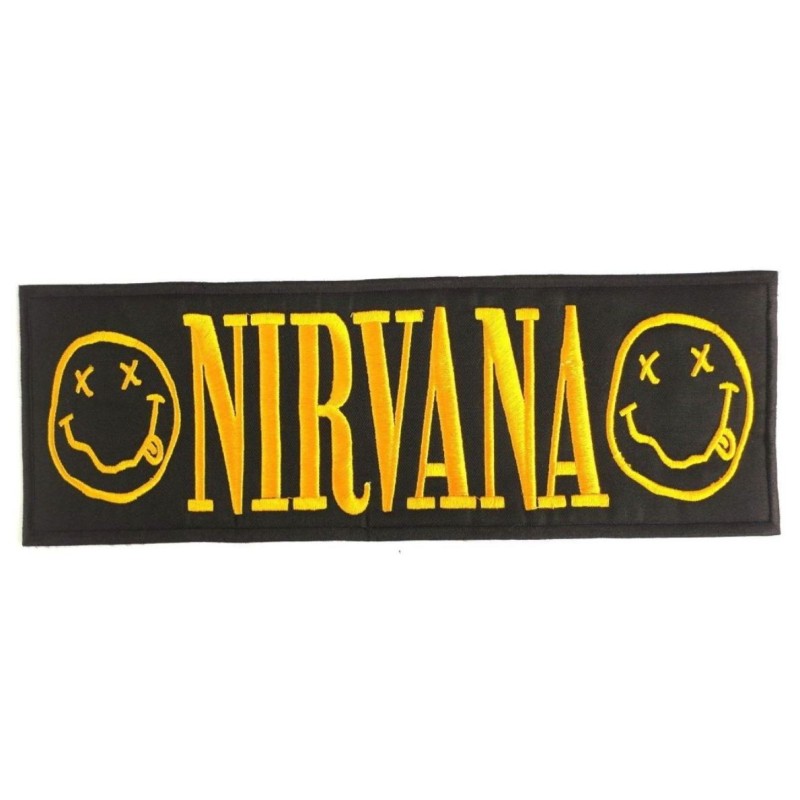 Grand Patch Nirvana Groupe Grunge Rectangulaire 33x11cm Écusson Dos Veste
