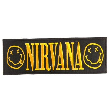 Grand Patch Nirvana Groupe Grunge Rectangulaire 33x11cm Écusson Dos Veste
