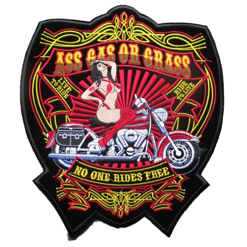 Großer Flicken Arsch Gas oder Gras Niemand fährt umsonst Aufbügler Pin Up Biker
