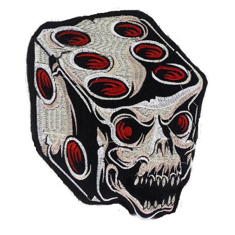 Grand patch tete de mort  agressive et dé à jouer 24x20cm écusson thermocollant