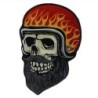 Großer Aufnäher Kran Motorradhelm mit Flammen rot und orange 35x24cm