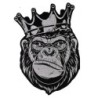 Grand patch singe avec une couronne 34x22cm, écusson thermocollant rock n roll
