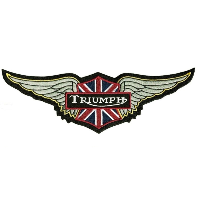 Grand patch triomphe avec ailes 30x10cm drapeau UK moto anglaise
