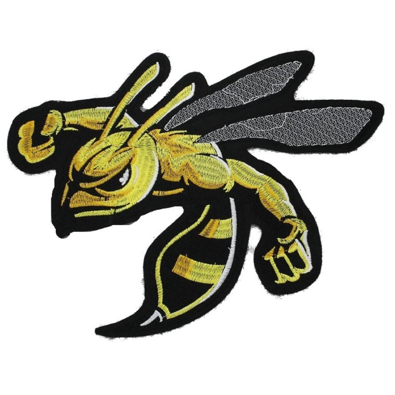 Großer Wut-Biene-Aufnäher 28x26 cm, schwarz-gelber Aufnäher
