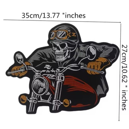 gros patch squelette motard moto rouge dos veste