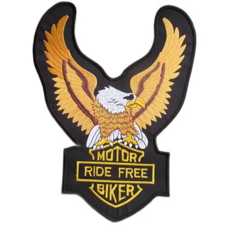 Grand patch aigle moto ride free biker 30x24cm écusson thermocollant
