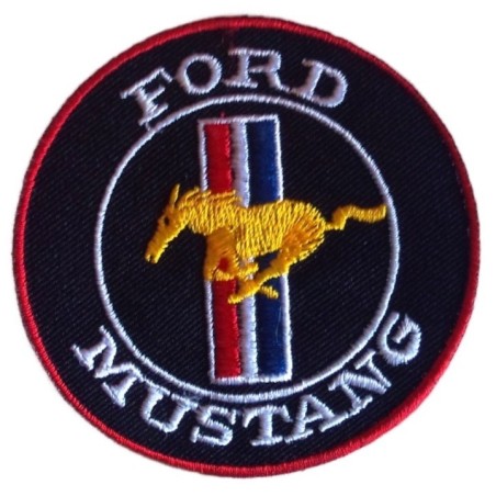 Patch Ford Mustang rund, aufbügelbarer Auto-Aufnäher
