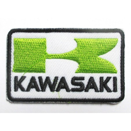 Petit patch Kawasaki vert et blanc rectangulaire 6.5x4 cm - Écusson thermocollant pour veste et chemise
