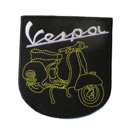 Patch Vespa Blason Noir Scooter Écusson Thermocollant Veste Rock
