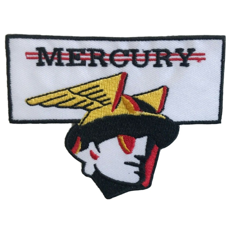 patch logo mercury voiture kustom 10.5x8 cm écusson thermocollant
