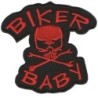 Patch biker bébé noir et rouge 7.5x7.5 cm crâne pirate écusson thermocollant motard
