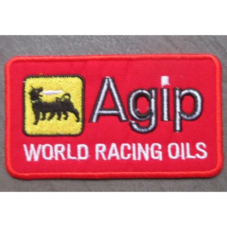 Petit patch Agip rouge 7,5x4 cm World Racing Oils écusson thermocollant
