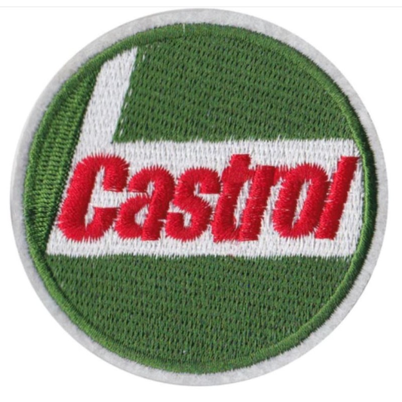 Aufnäher Castrol Öl rund grün 7,5cm Bügelflicken Garage Jacke Hemd
