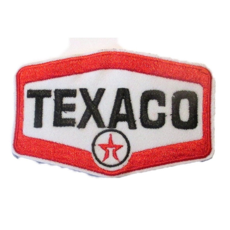 Patch Huile Texaco en Forme de Blason 9x6 cm Écusson Thermocollant Garage Veste Chemise
