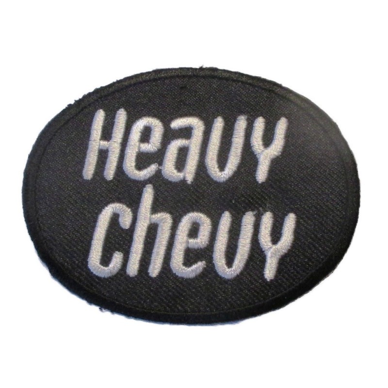 Patch Heavy Chevy Noir et Blanc 8x6 cm Écusson Thermocollant Garage Veste Chemise
