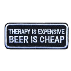 Patch thérapie cher ours bon marché rectangulaire 9x3.5 cm écusson thermocollant rock
