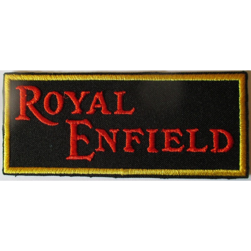 Royal Enfield Logo Patch Schwarz Rot 11x4,5 cm Aufbügler Rock
