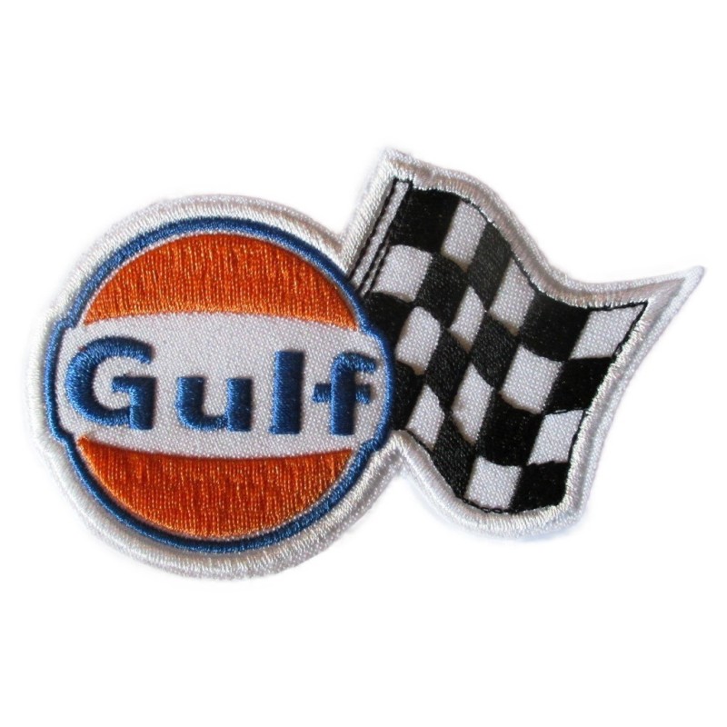Patch golfe drapeau à damier 10.5x6 cm écusson thermocollant huile oil
