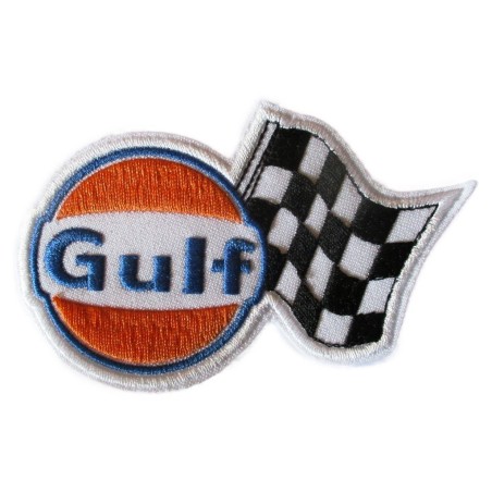 Patch golfe drapeau à damier 10.5x6 cm écusson thermocollant huile oil
