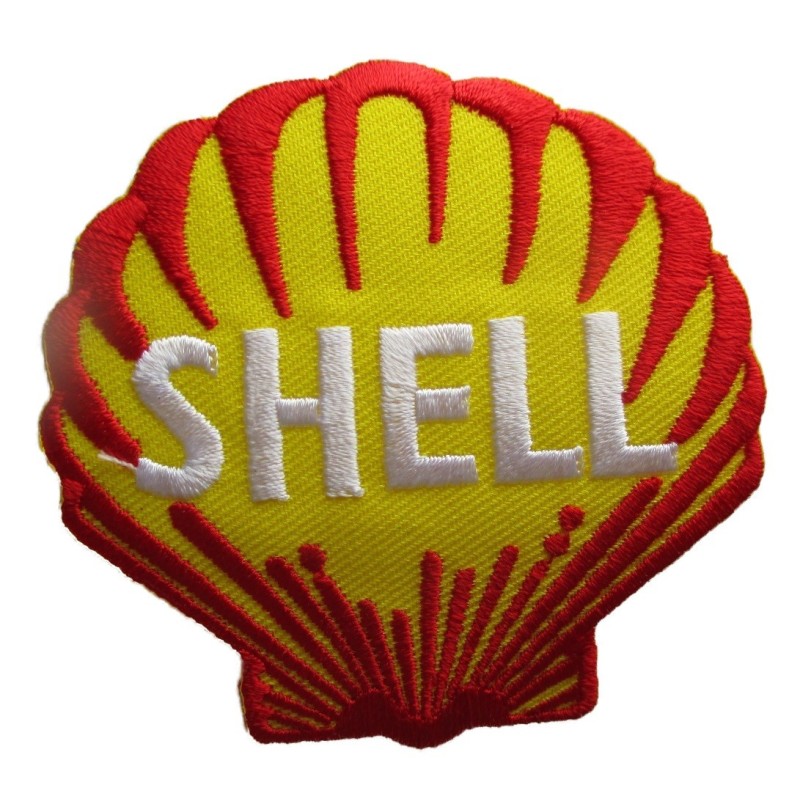 Patch blason coquille avec écriture écusson thermocollant huile essence garage
