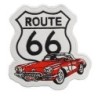 Route 66 & Rote Corvette Weißer Patch 8,5 cm Aufbügler für Jacken und Hemden
