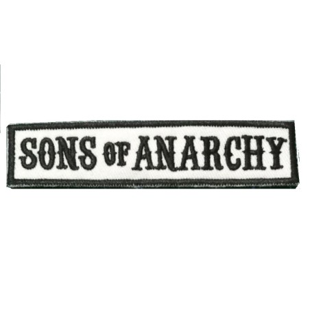 Patch écriture Sons of Anarchy noir blanc rectangulaire 10x2.3cm écusson thermocollant veste chemises
