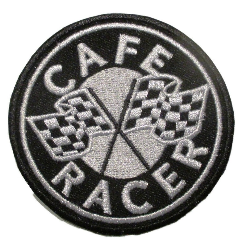 Cafe Racer Aufnäher mit Zielflagge 7.5cm Motorrad Aufbügler