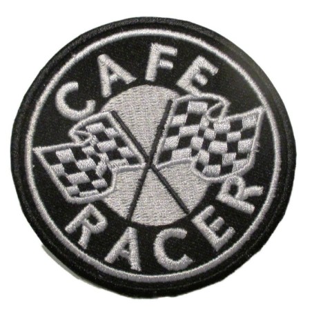 Cafe Racer Aufnäher mit Zielflagge 7.5cm Motorrad Aufbügler