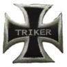 Patch croix de Malte triker noir et argent 8x8 cm, écusson thermocollant
